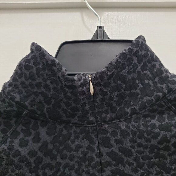 Lucy Women's Black Textured Leopard Print Mock Neck 1/2 Zip Knit Active Jacket S - Picture 5 of 9